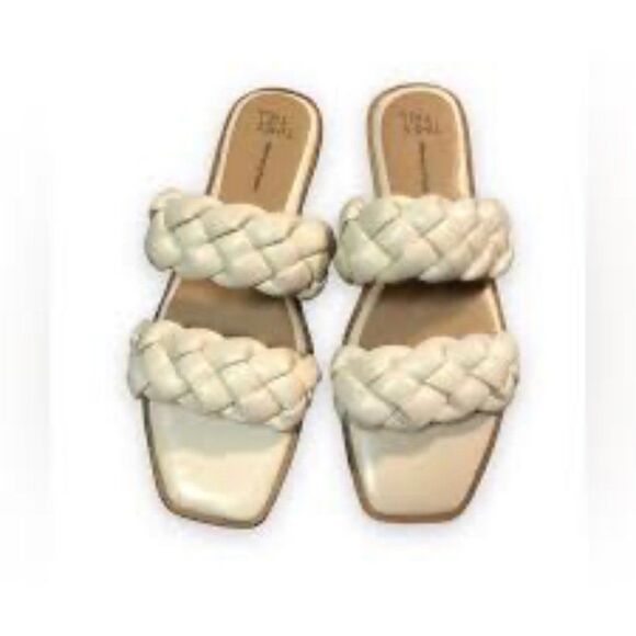 Time Tru Memory Foam Cream Braided Strap Sandal Size 8.5 - Picture 2 of 7
